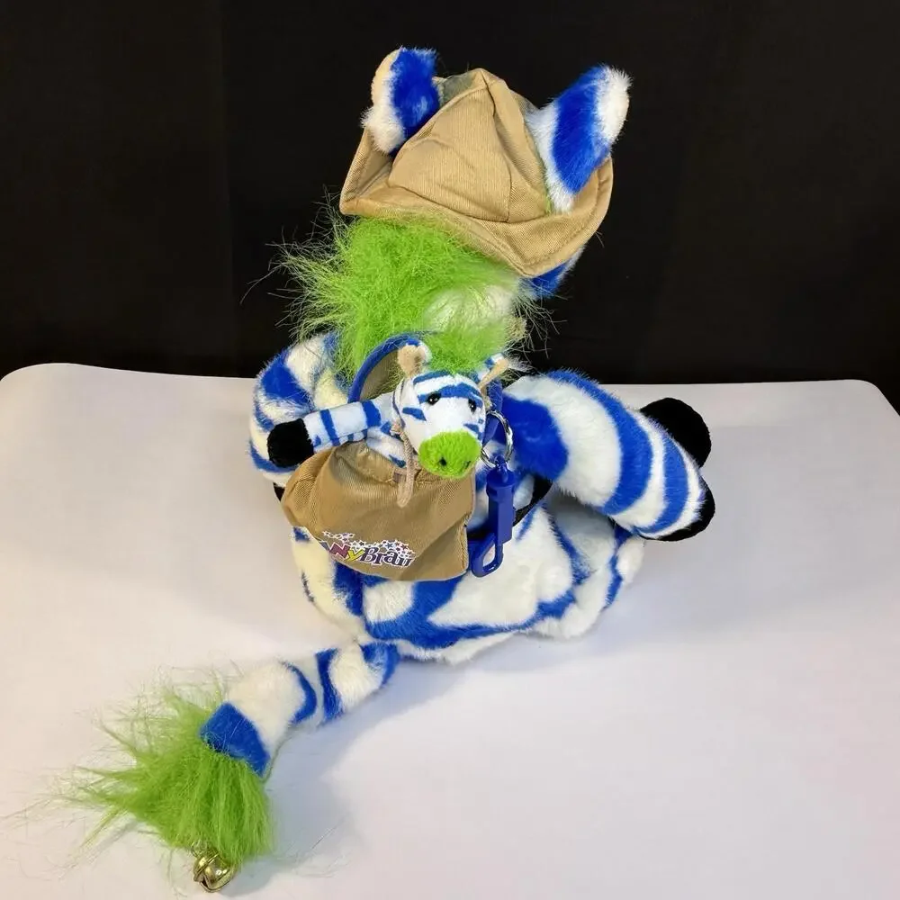20" Vintage 1998 Zany Brainy Zipes Zebra Plush Toy W/ Baby Zebra - Picture 3 of 9